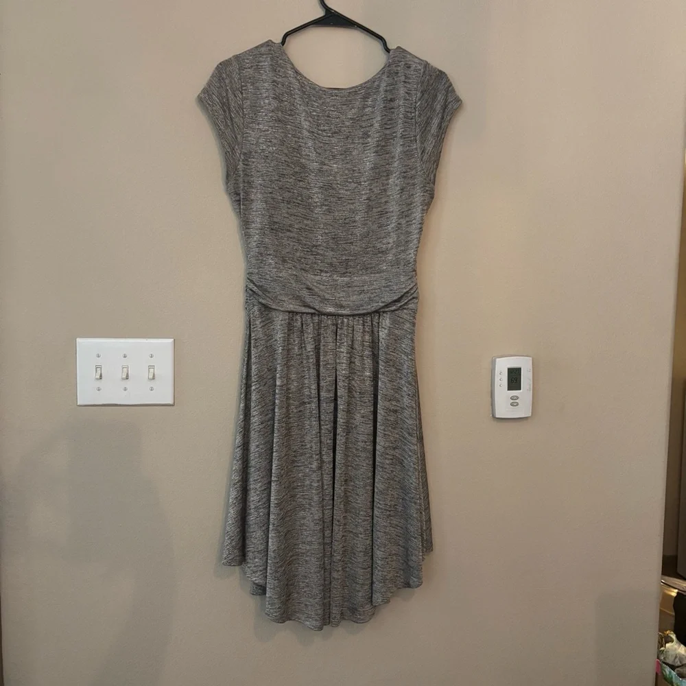 Anthropologie Maeve Tamera Silver Shimmer Wrap Dress MP - Picture 10 of 11